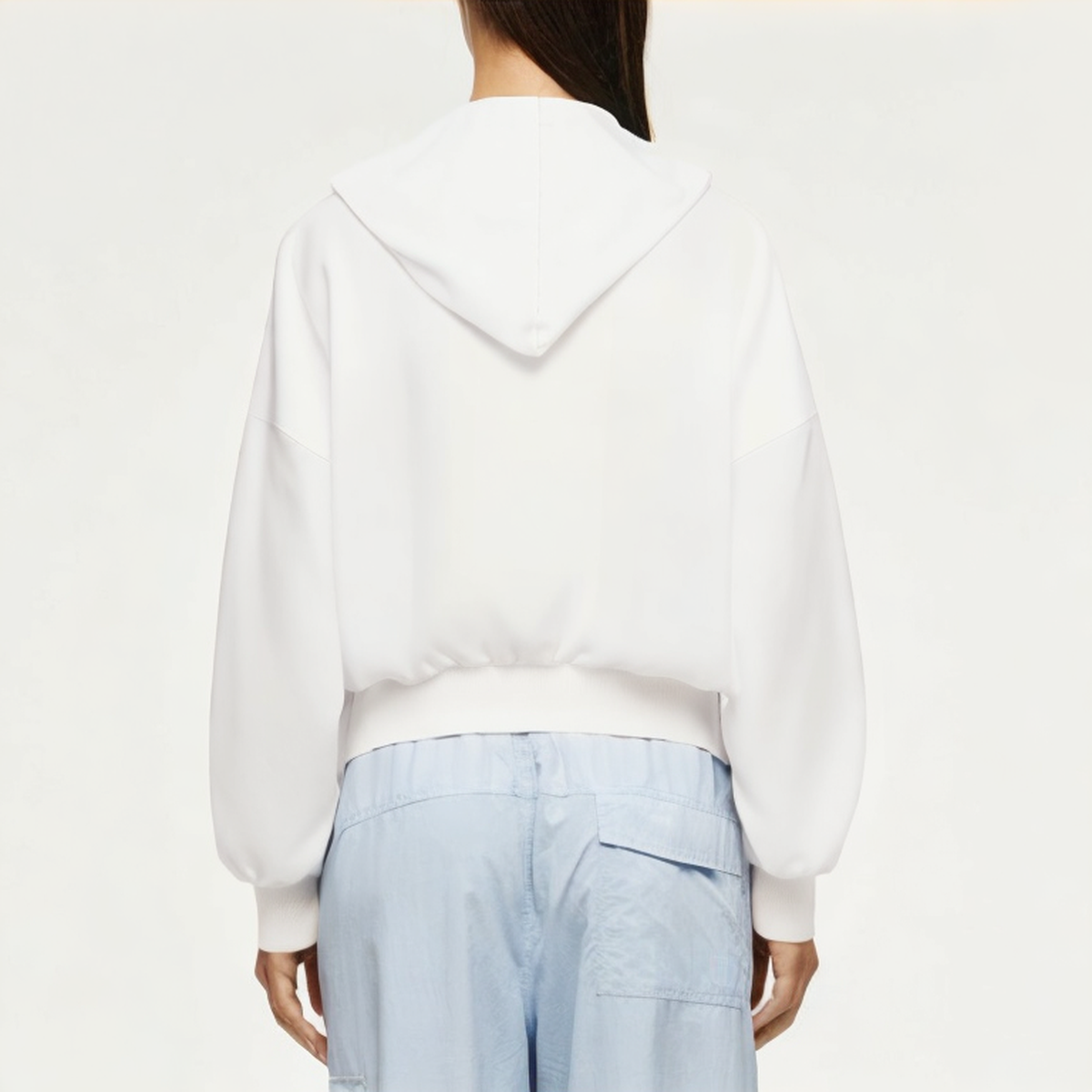 White women's full zip sweatshirt jacket