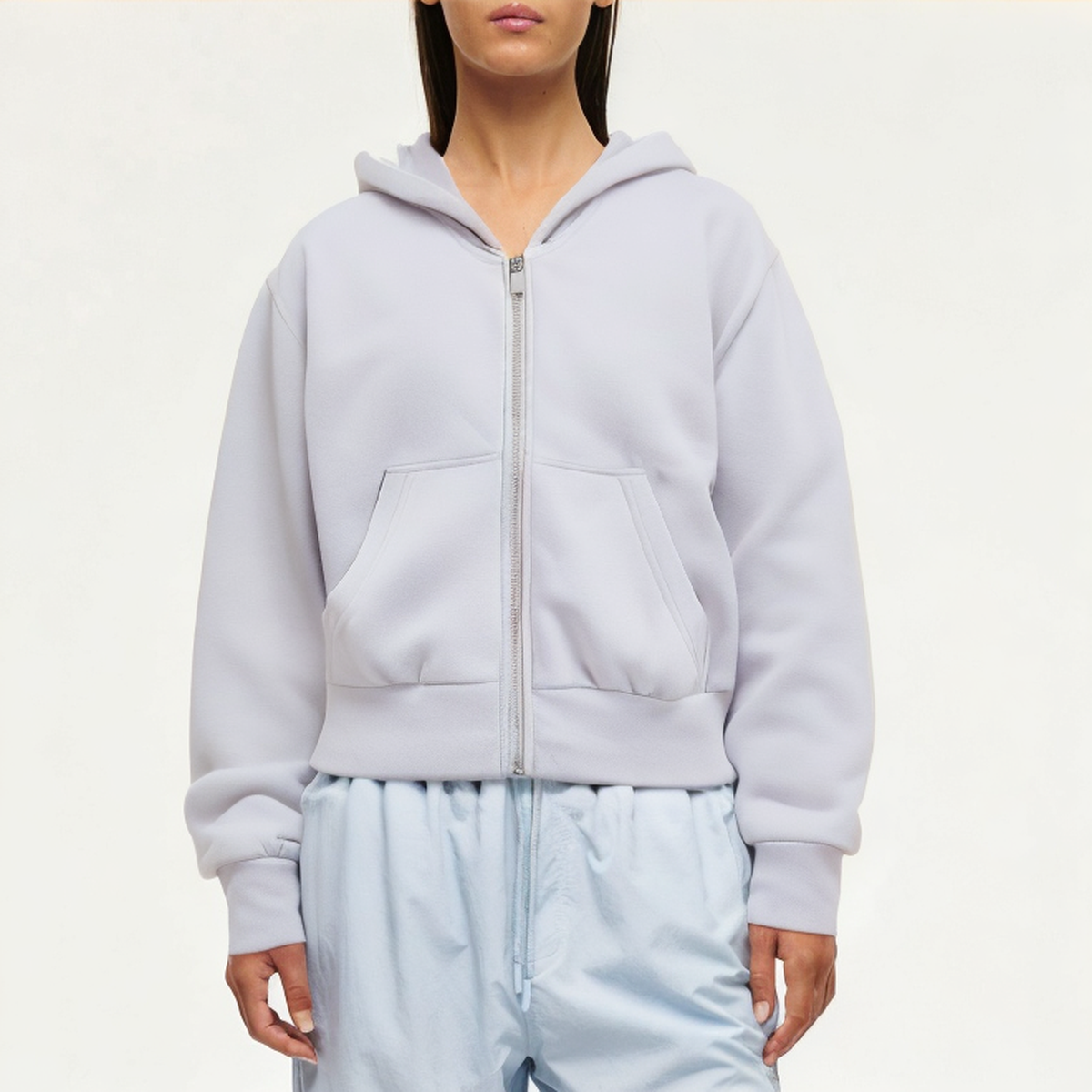 Purple women's hooded sweatshirt jacket