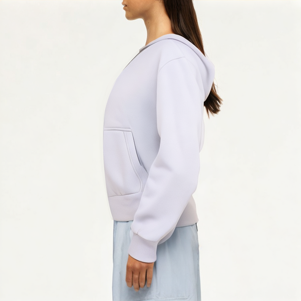 Purple women's hooded sweatshirt jacket