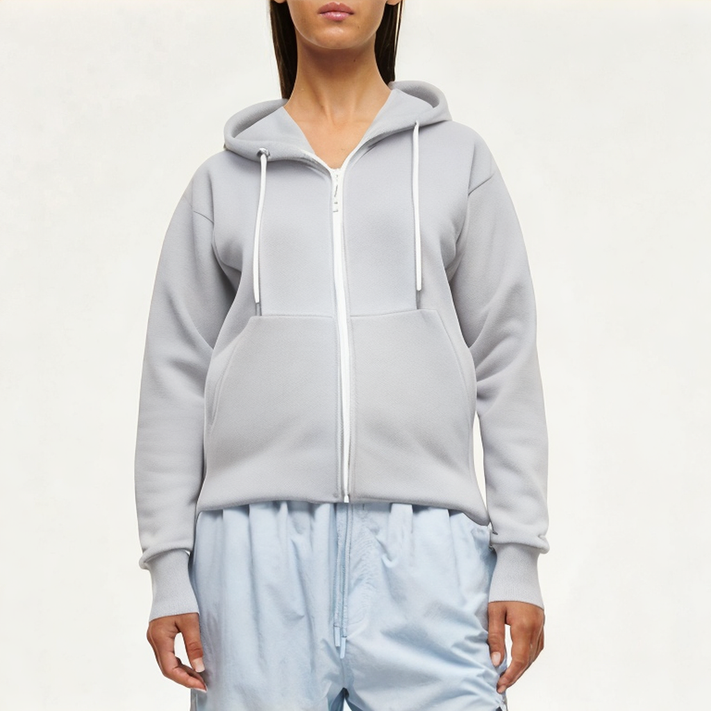 Gray lightweight women's sweatshirt jacket