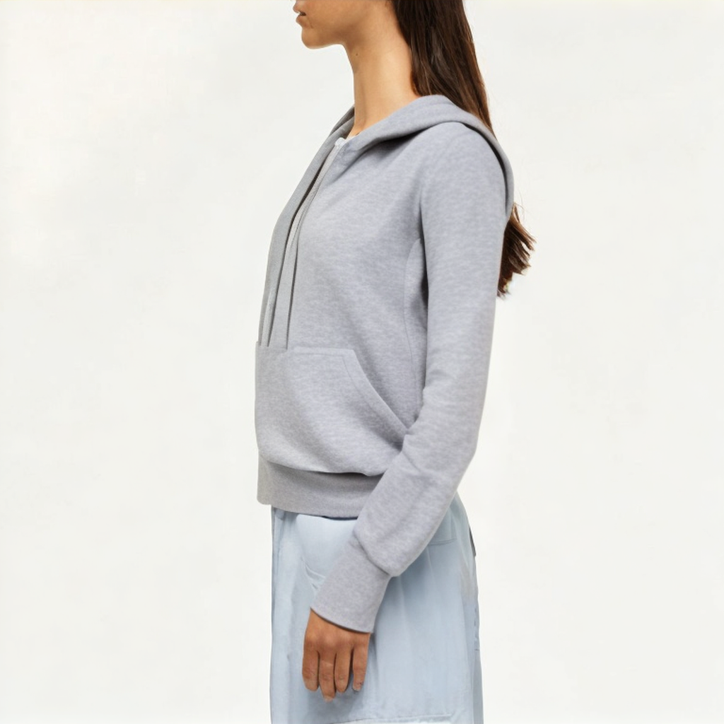 Gray lightweight women's sweatshirt jacket