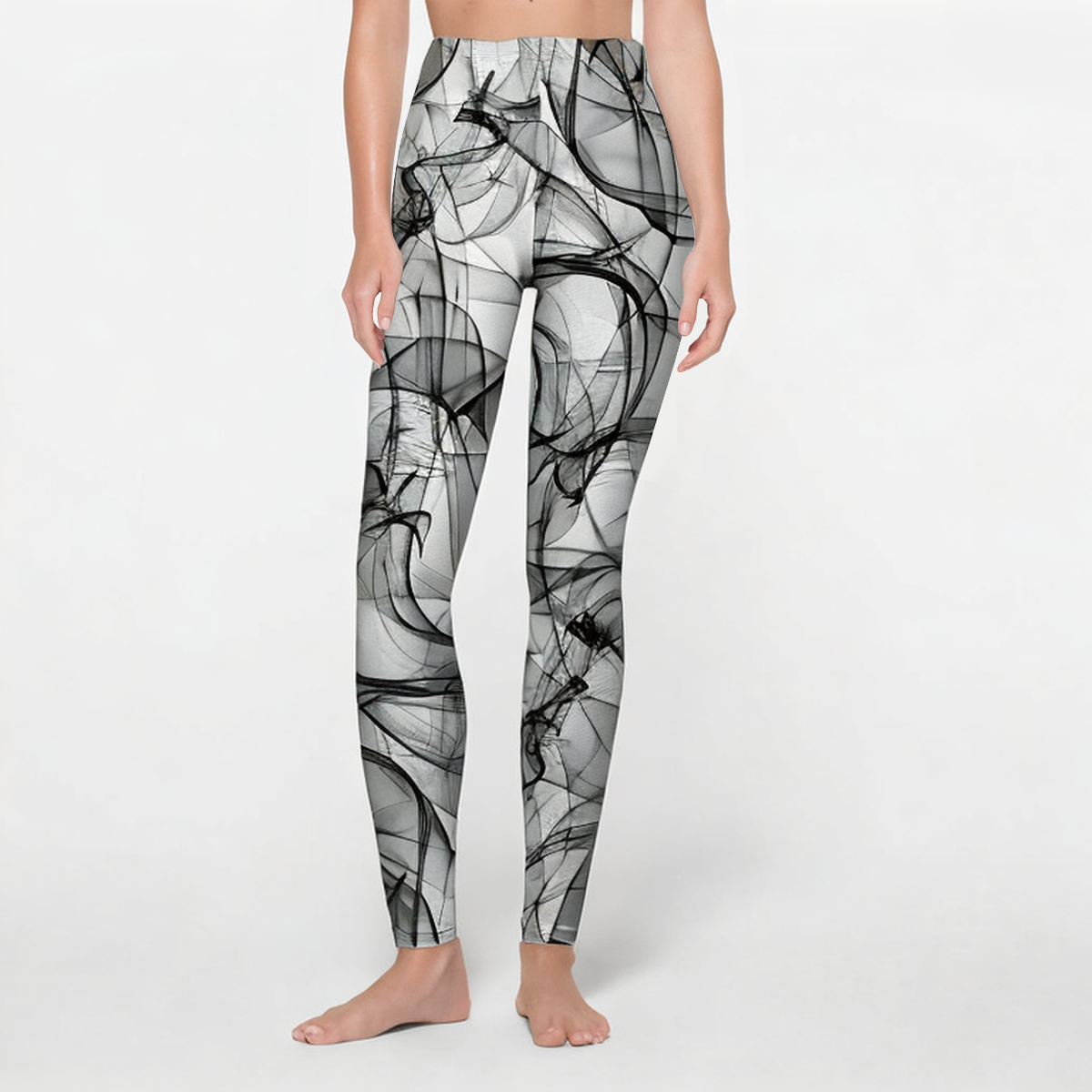 High waist printed women's sports leggings