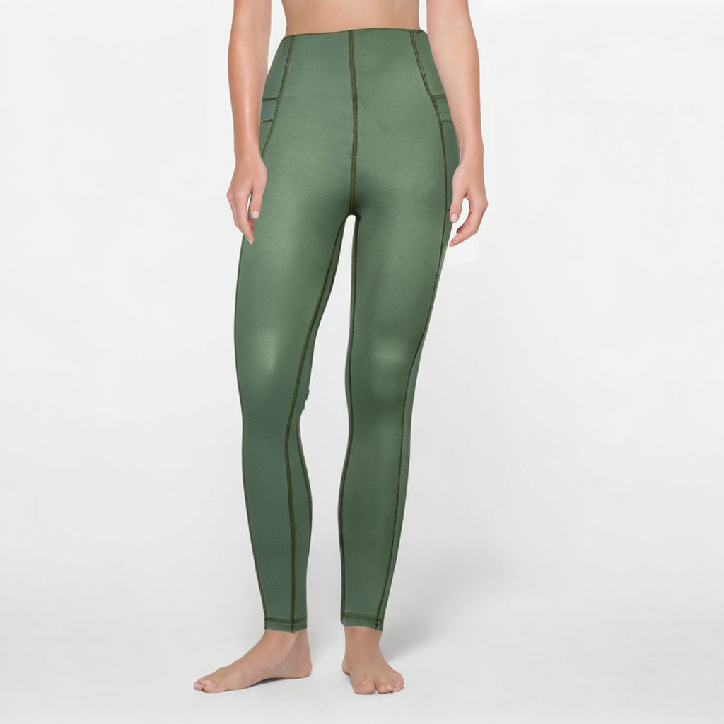 Green seamless women's sports leggings