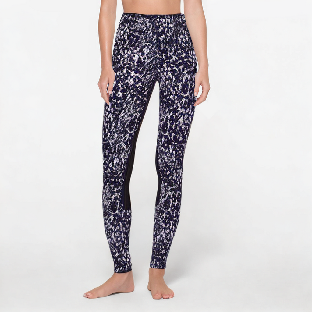 Purple printed women's sports leggings