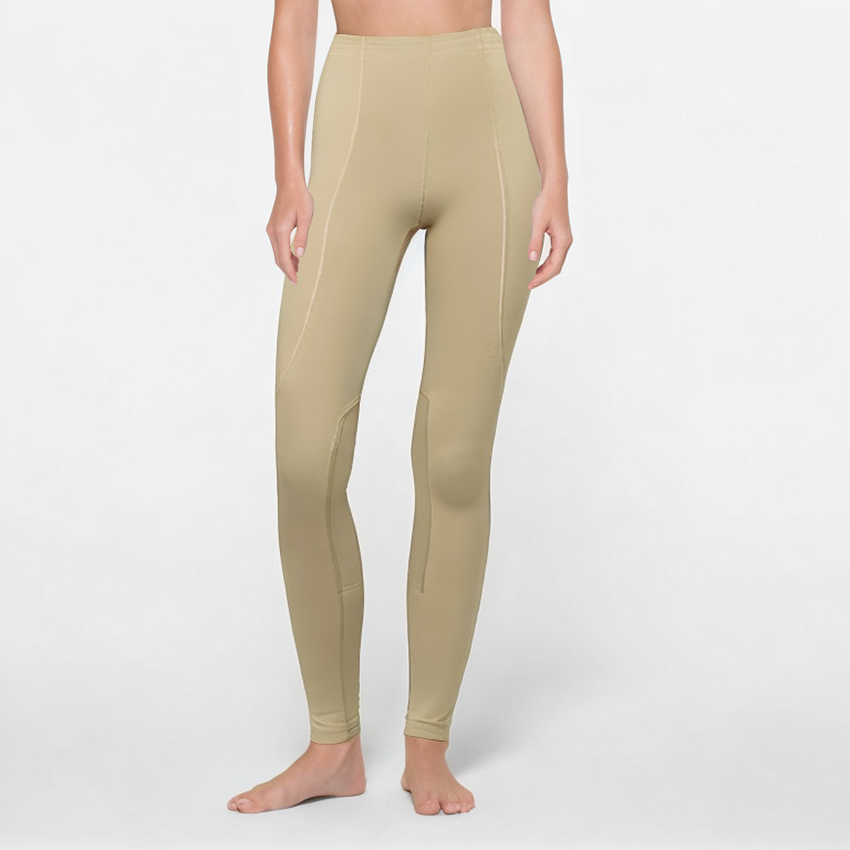 Khaki high waisted women's athletic leggings