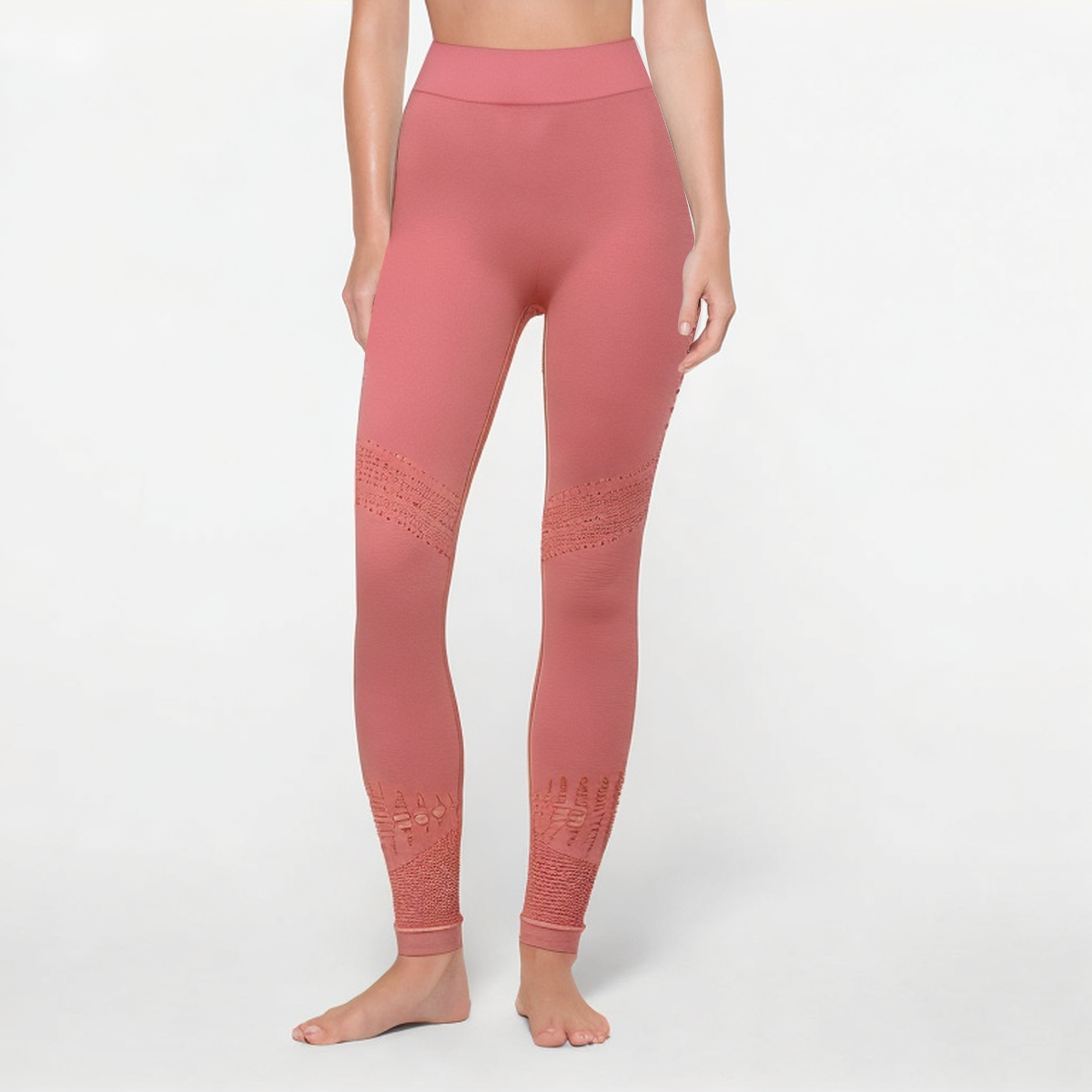 Pink quick-drying women's sports leggings