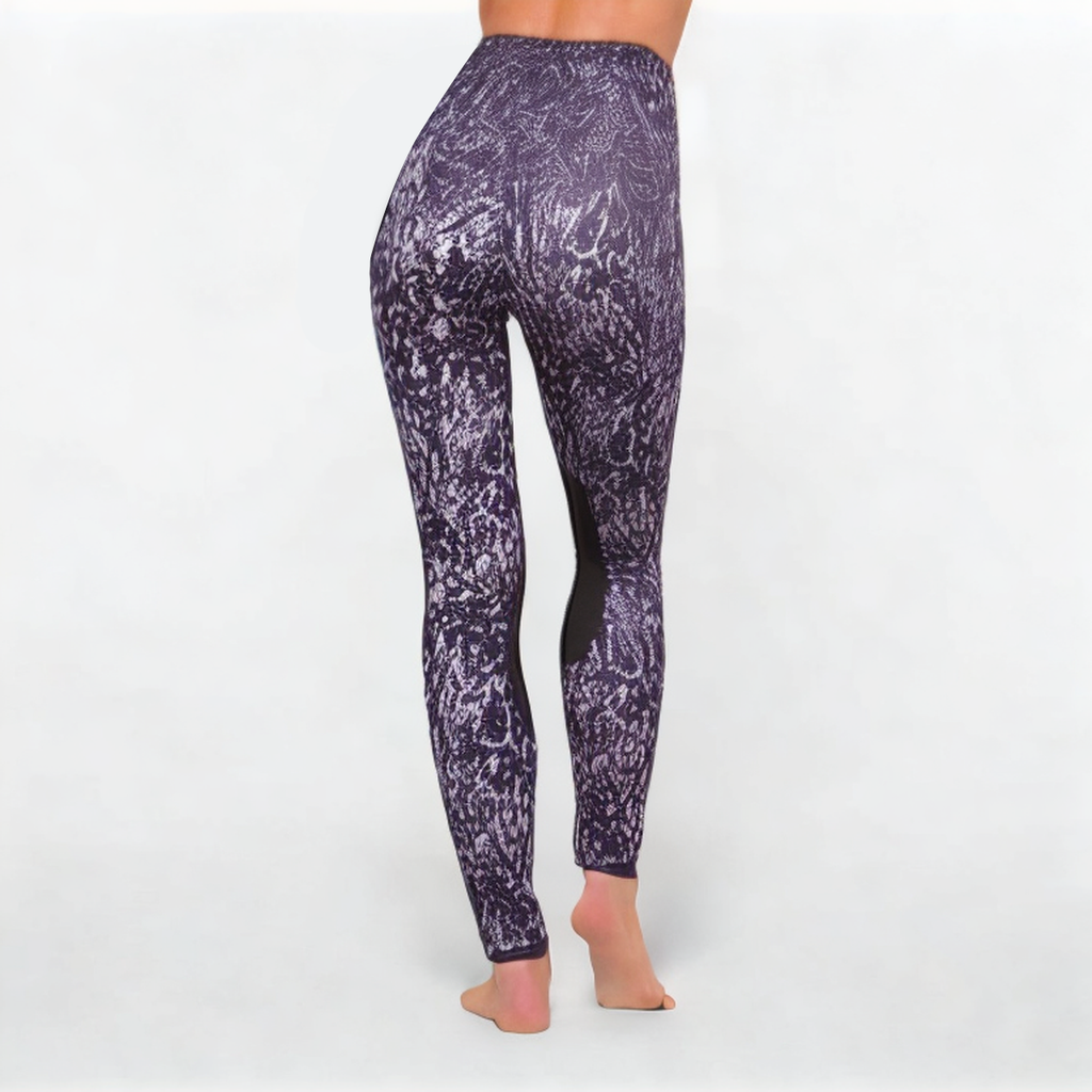 Purple printed women's sports leggings