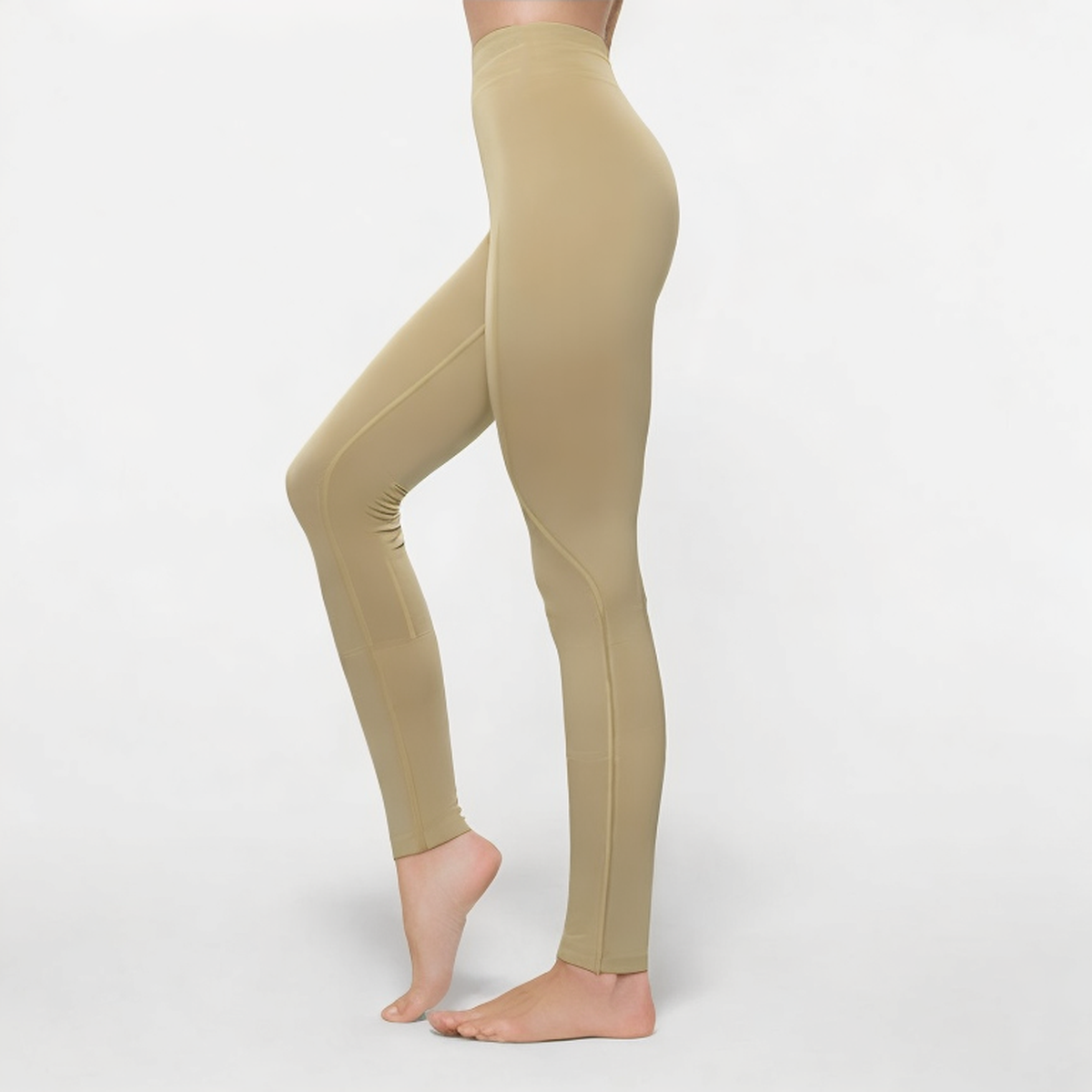 Khaki high waisted women's athletic leggings