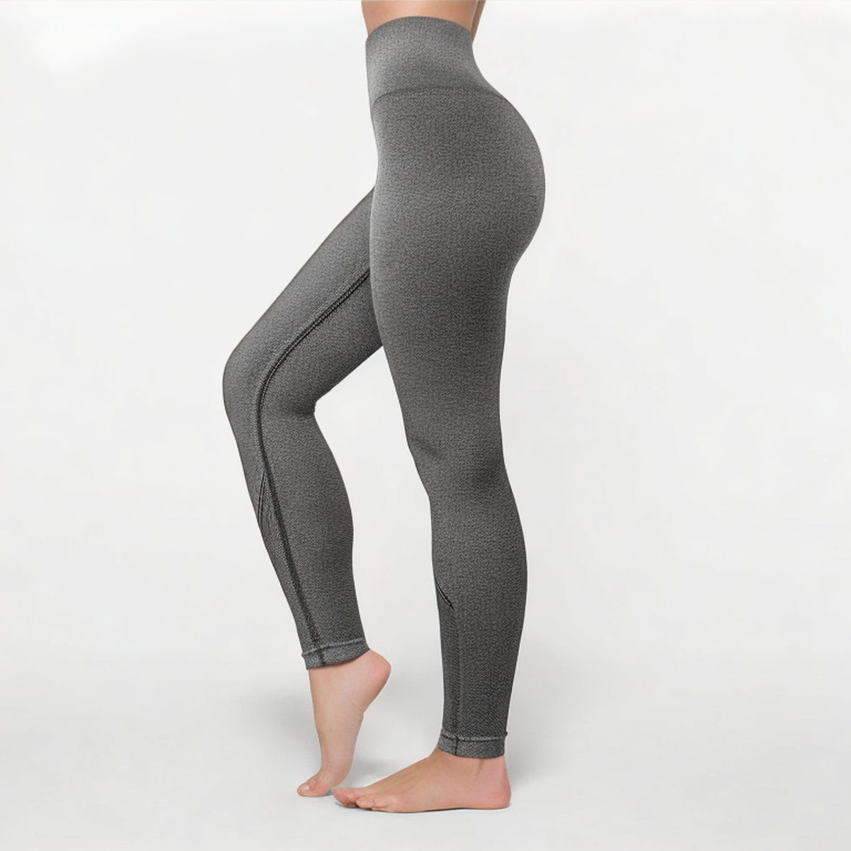 Gray breathable high waist women's sports tights