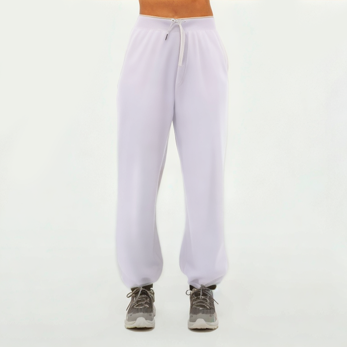 White cotton women's sports trousers