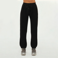 Black fleece cotton women's sports trousers