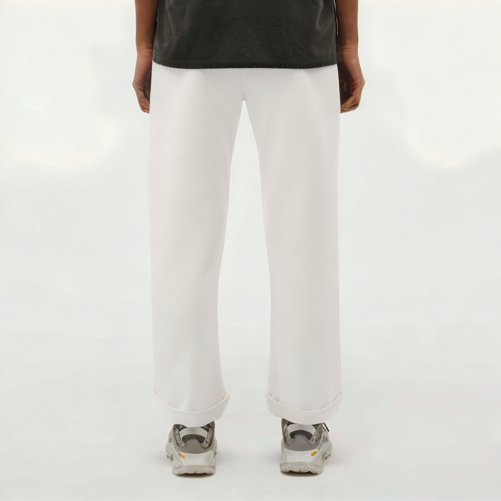 White soft wide-leg women's sports trousers