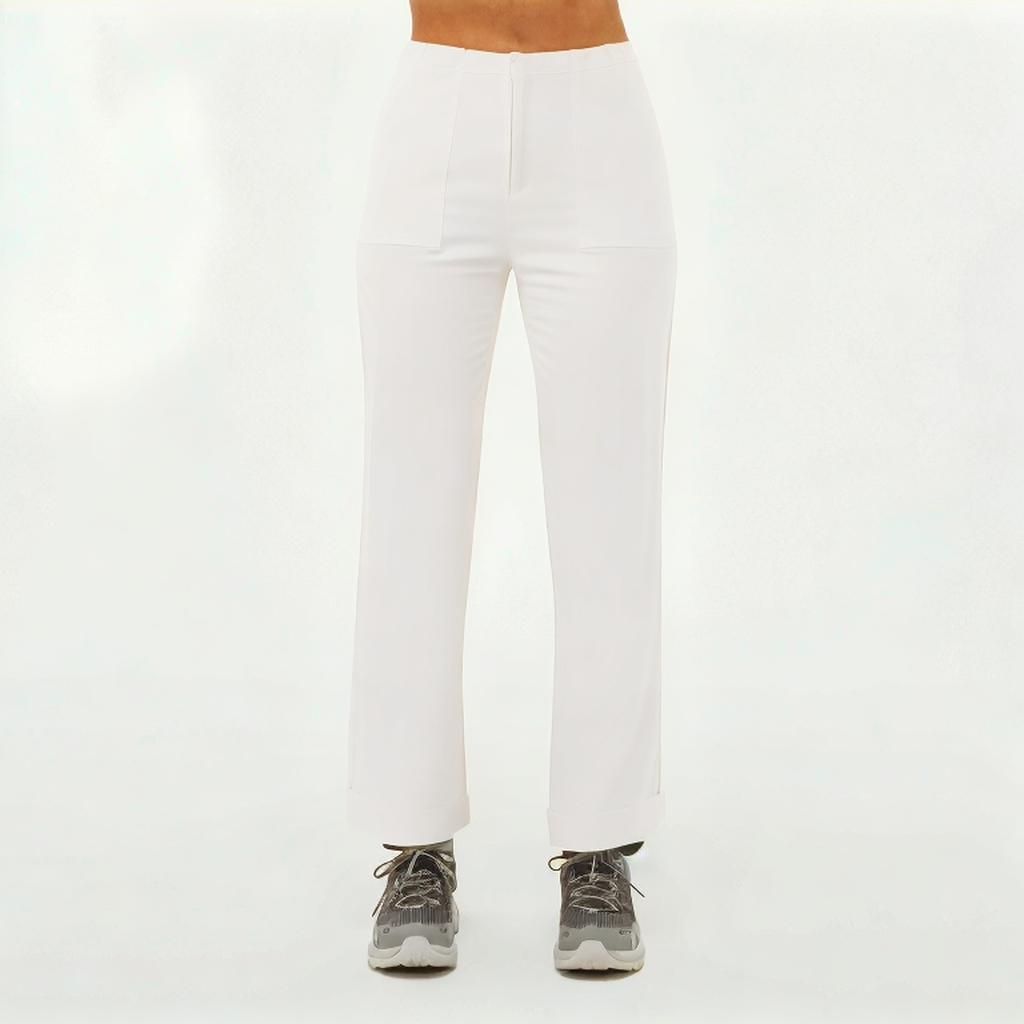 White soft wide-leg women's sports trousers