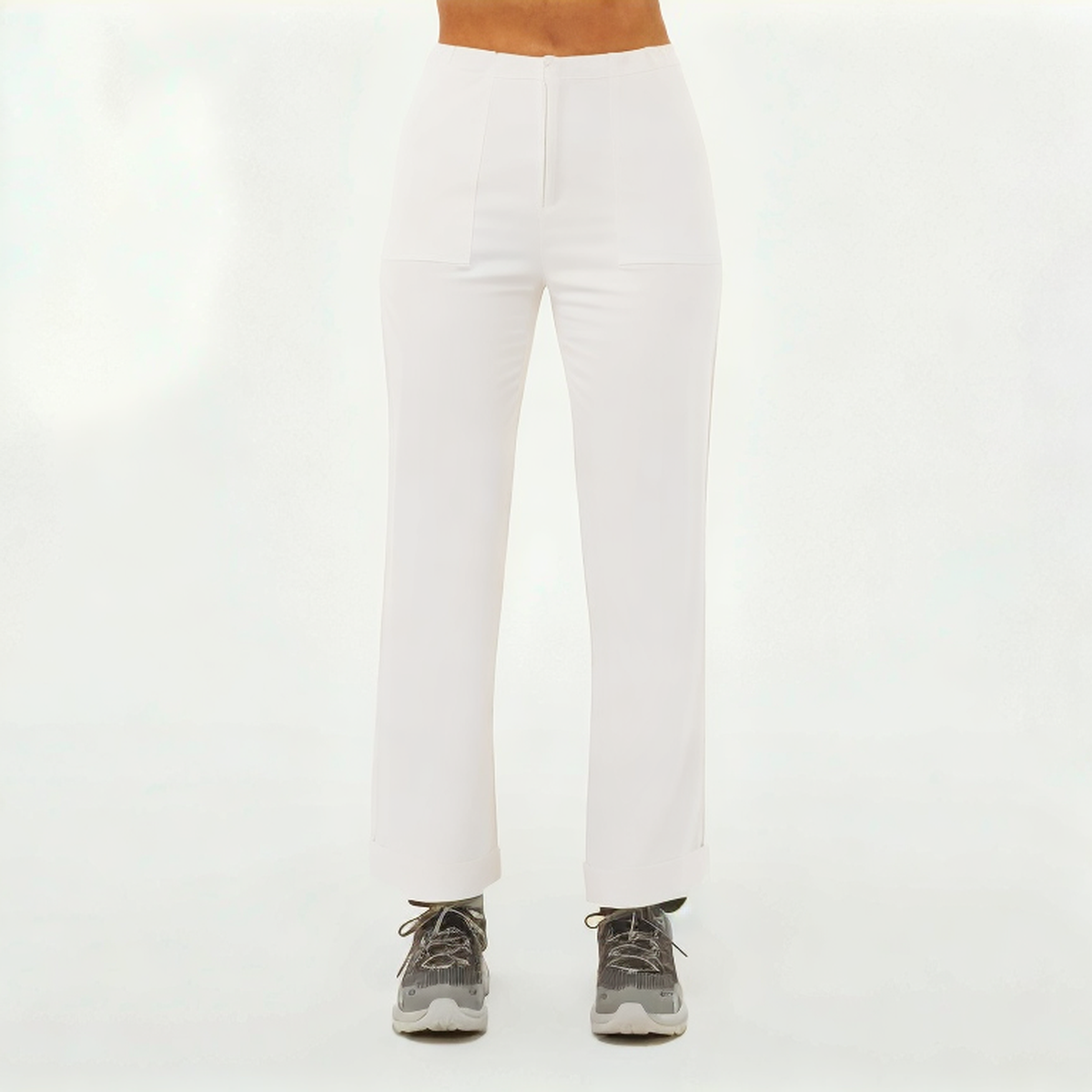 White soft wide-leg women's sports trousers