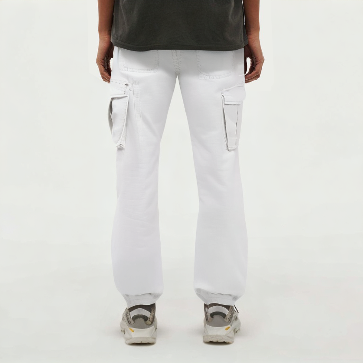 White cargo pocket women's sports trousers