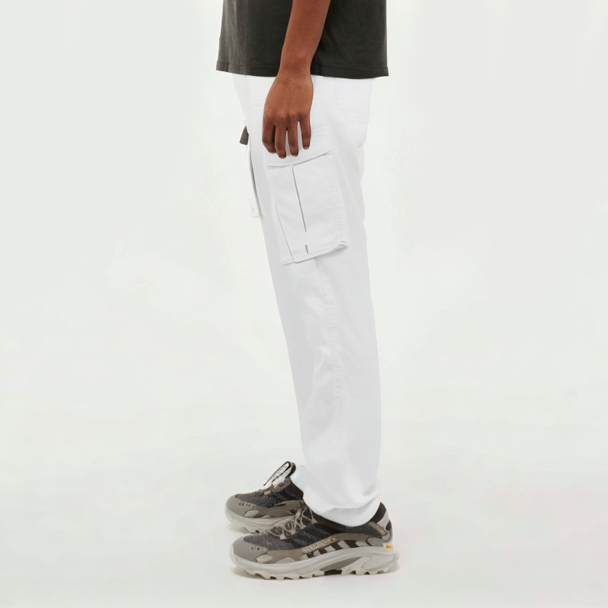 White cargo pocket women's sports trousers
