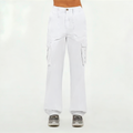 White cargo pocket women's sports trousers
