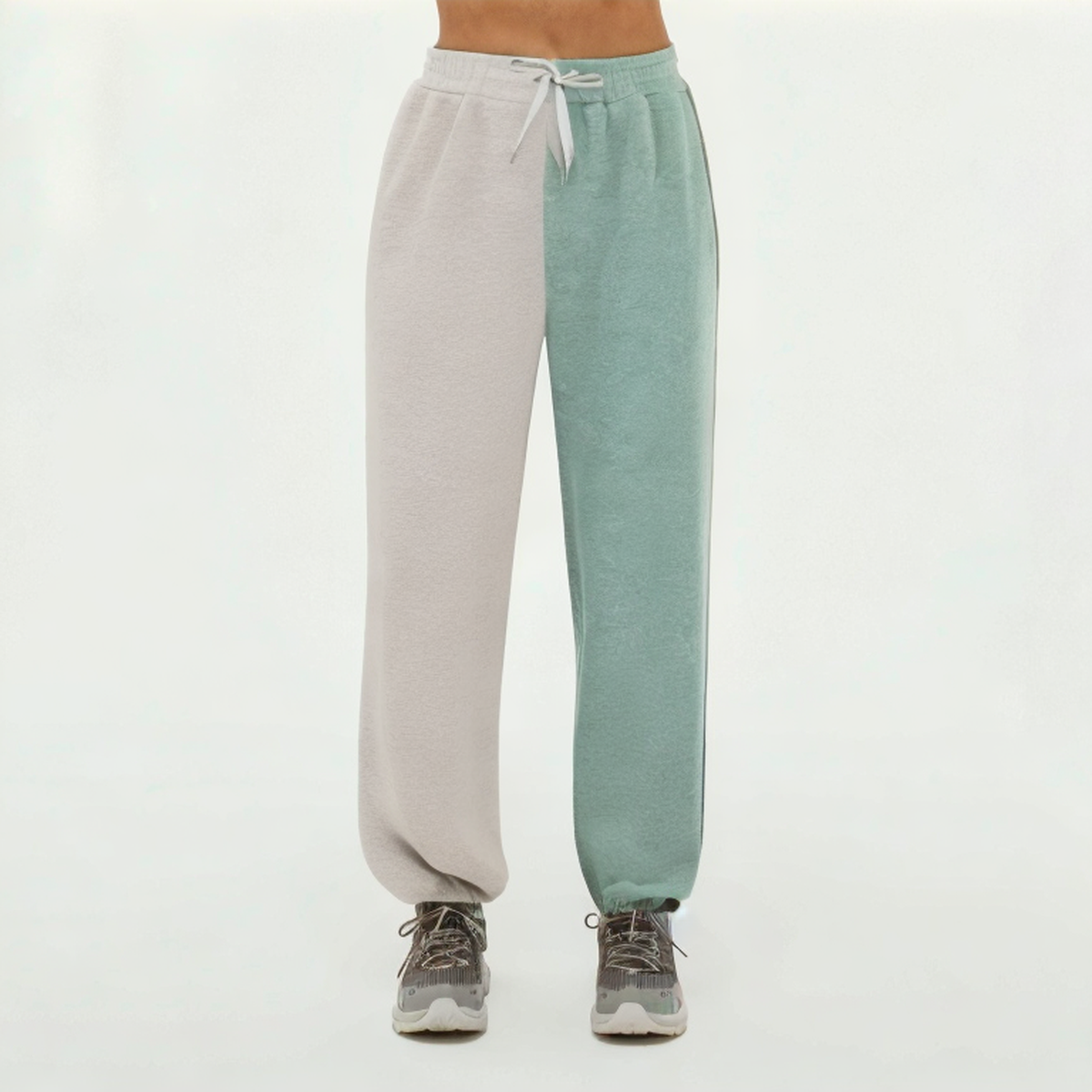 Colorblock high waist women's sports trousers