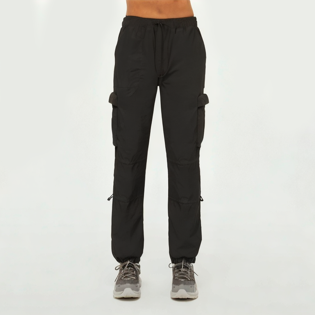 Black multi-pocket women's sports trousers