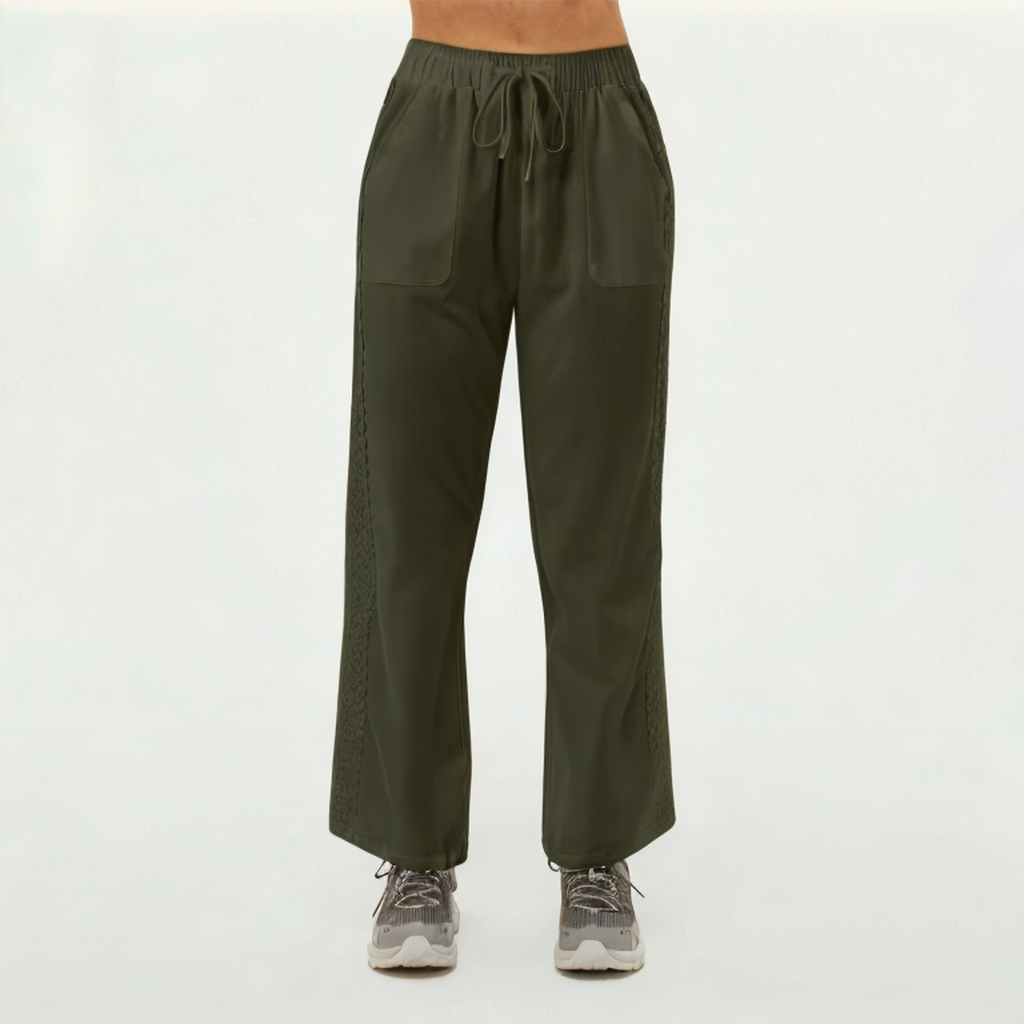 Green loose stretch women's sports trousers