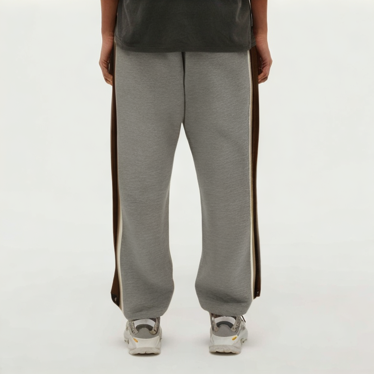 Gray side striped women's sports trousers