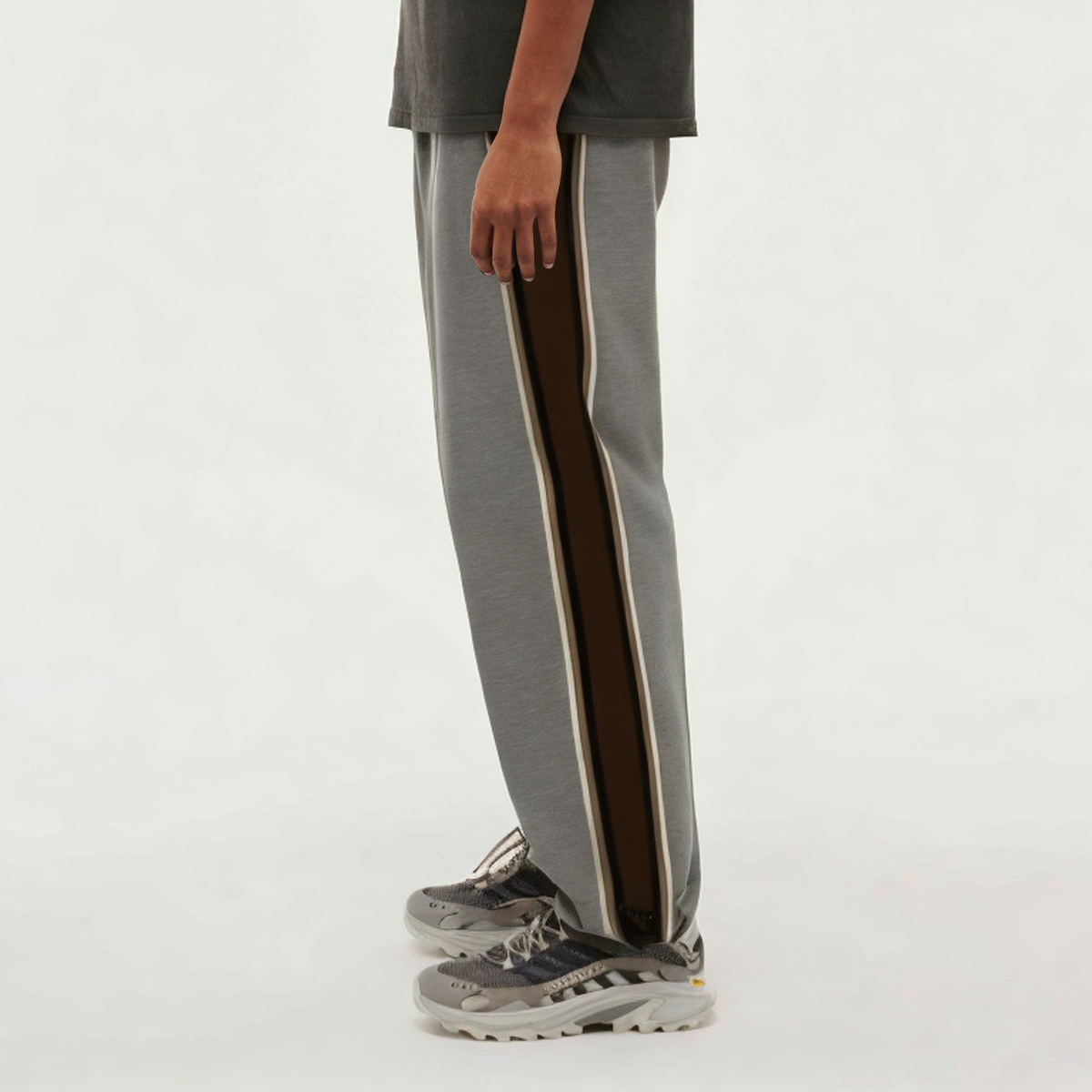 Gray side striped women's sports trousers
