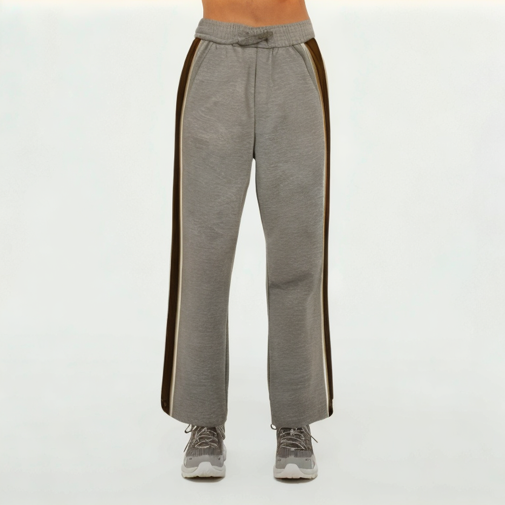 Gray side striped women's sports trousers